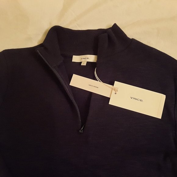 NWT Vince Long sleeve Half Zip Mock Neck Pullover in Coastal. Size small. - Picture 3 of 9
